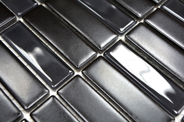 Vara mosaico azulejo de cerámica negro mate vidrio pared revestimiento cocina azulejo MOS24-ST365