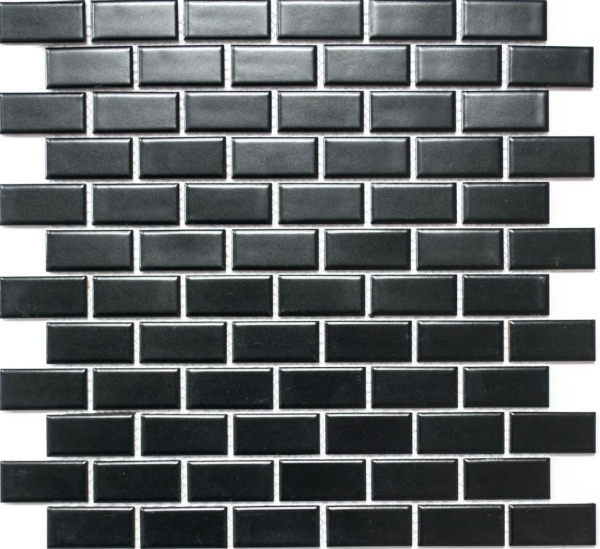 Muestra de mano mosaico azulejo cerámica ladrillo negro mate pared de ducha MOS24-04BM_m