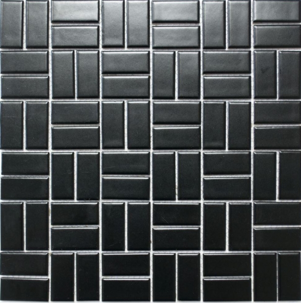 Muestra de mano mosaico azulejo cerámica molino de viento negro mate pared azulejo baño MOS24-CWM08BM_m