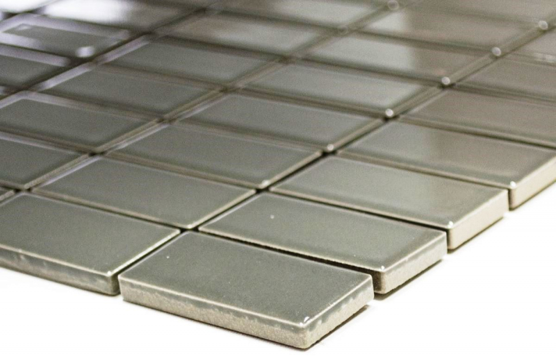 Muestra de mano mosaico azulejo cerámica metal gris varillas metal brillante MOS24B-0204_m