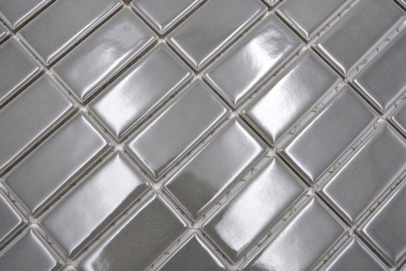 Rod mosaico de azulejos de cerámica de metal gris antracita brillante baño cocina MOS24B-0204