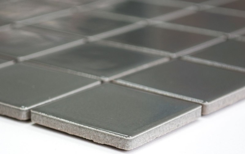 Azulejo de mosaico de cerámica de metal gris brillante azulejo backsplash pared de la cocina MOS16B-0204