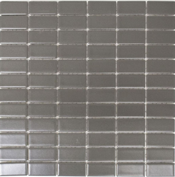 Muestra de mano mosaico azulejo cerámica metal gris varillas metal mate MOS24B-0211_m