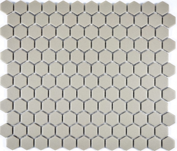 Muestra de mano mosaico azulejo cerámica hexágono gris claro sin esmaltar mosaico pared cocina splashback MOS11A-0202-R10_m