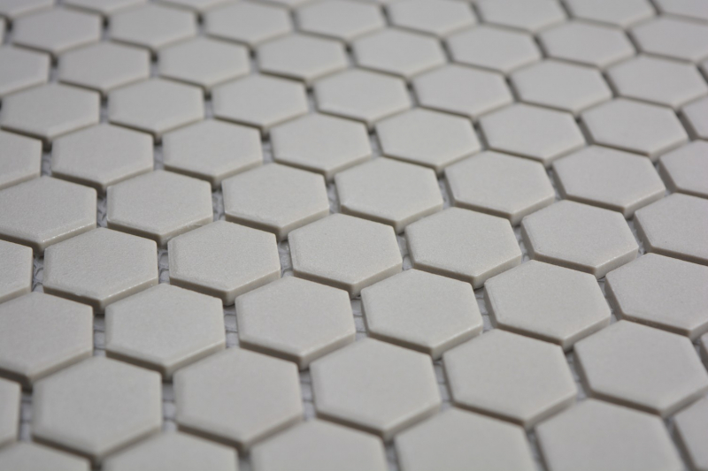 Muestra de mano mosaico azulejo cerámica hexágono gris claro sin esmaltar mosaico pared cocina splashback MOS11A-0202-R10_m
