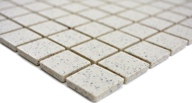 Muestra de mano azulejo mosaico cerámica crema blanco moteado sin esmaltar plato de ducha azulejo de suelo MOS18-0103-R10_m