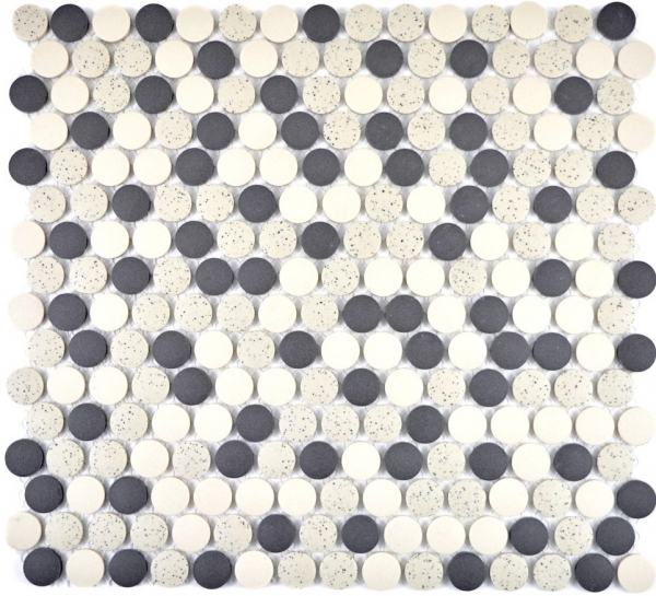 Muestra de mano mosaico azulejo cerámica beige negro botón plato de ducha azulejo de suelo sin esmaltar MOS10-0113-R10_m