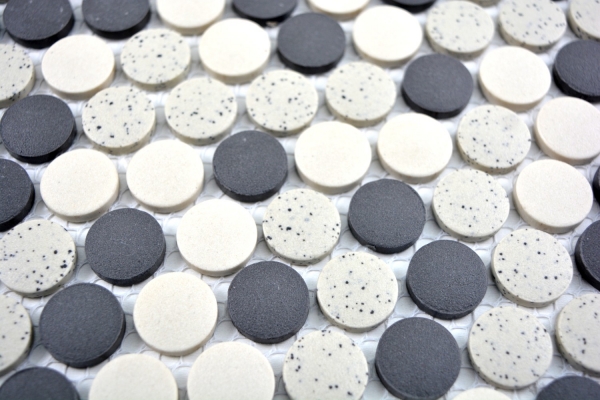 Muestra de mano mosaico azulejo cerámica beige negro botón plato de ducha azulejo de suelo sin esmaltar MOS10-0113-R10_m