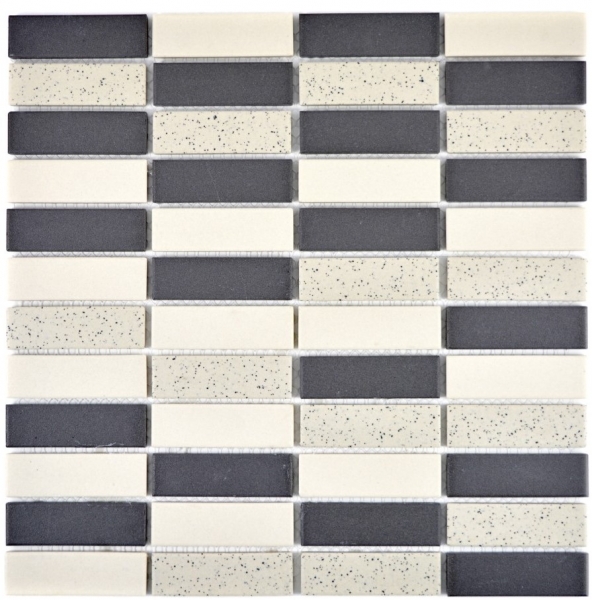 Muestra de mano mosaico azulejo cerámica beige negro barras sin esmaltar plato de ducha azulejo de suelo MOS24-0113-R10_m