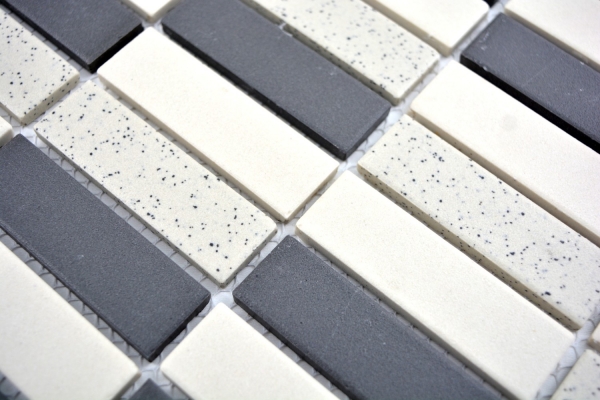 Muestra de mano mosaico azulejo cerámica beige negro barras sin esmaltar plato de ducha azulejo de suelo MOS24-0113-R10_m