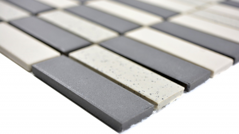 Muestra de mano mosaico azulejo cerámica beige negro barras sin esmaltar plato de ducha azulejo de suelo MOS24-0113-R10_m