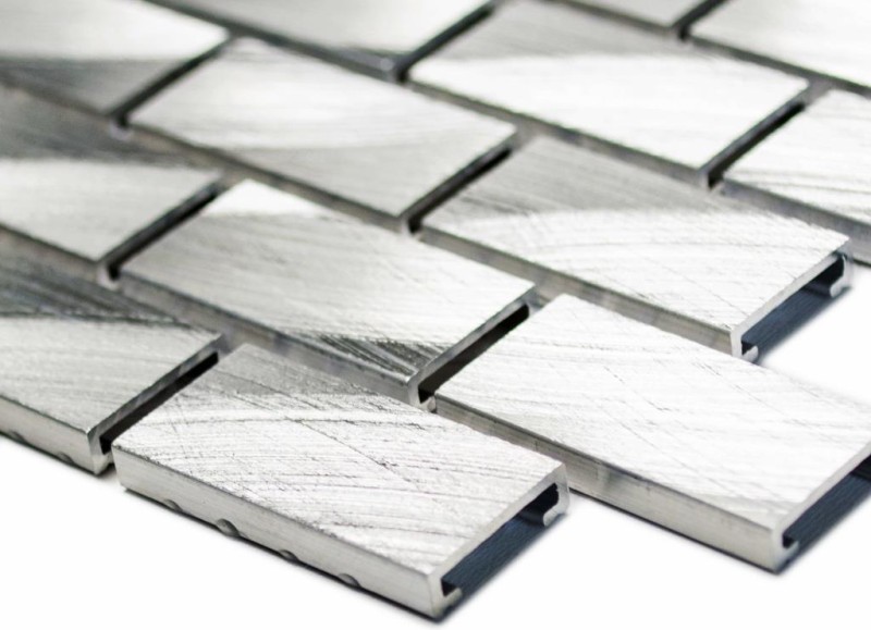Mosaico azulejo aluminio plata ladrillo backsplash pared de la cocina MOS48-0204