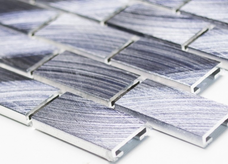 Mosaico de aluminio ladrillo negro backsplash pared de la cocina MOS48-0304