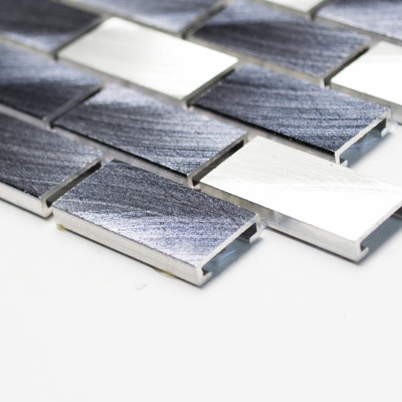 Mosaico de aluminio ladrillo negro backsplash pared de la cocina MOS48-0208