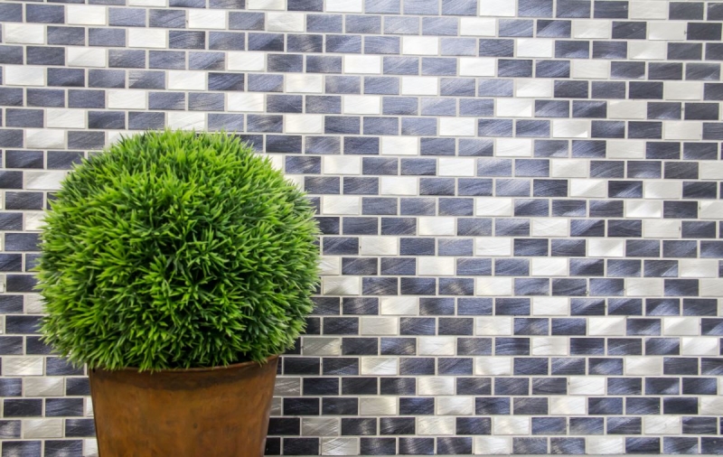 Mosaico de aluminio ladrillo negro backsplash pared de la cocina MOS48-0208