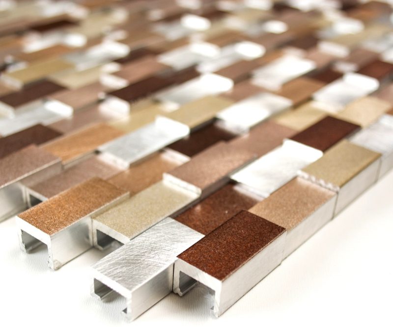 Mosaico azulejo aluminio ladrillo 3D plata cobre azulejo espejo MOS49-0207