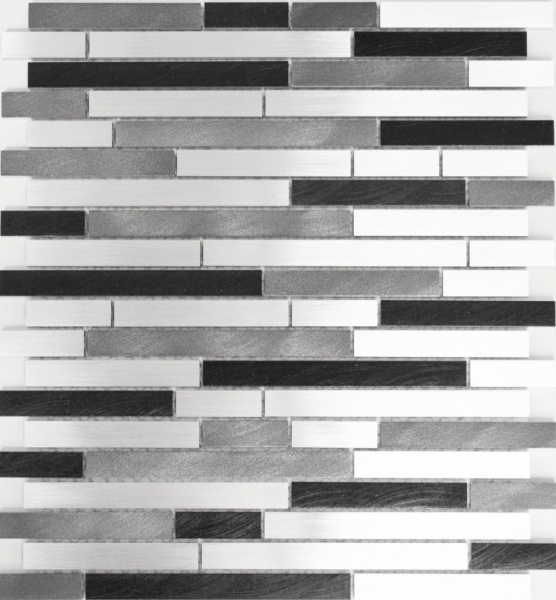 Muestra de mano mosaico azulejo aluminio compuesto aluminio alu gris negro azulejo backsplash cocina MOS49-0308_m