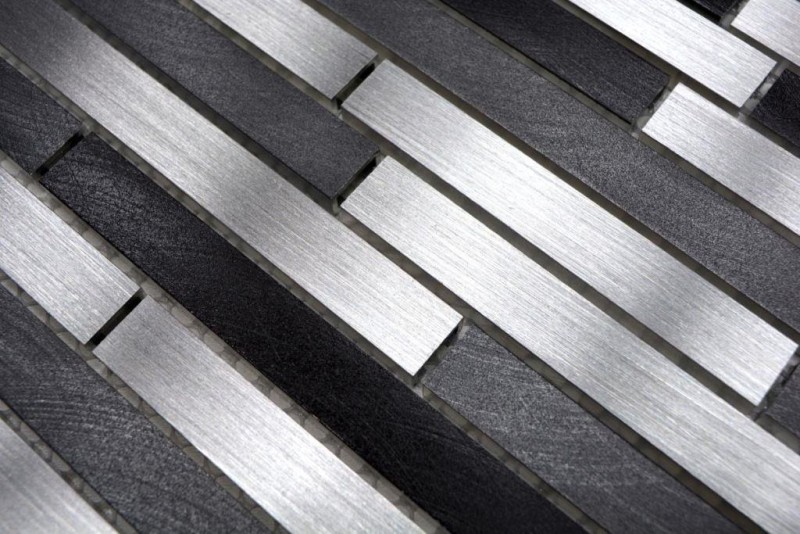 Mosaico de aluminio compuesto gris negro azulejo backsplash pared de la cocina MOS49-0308