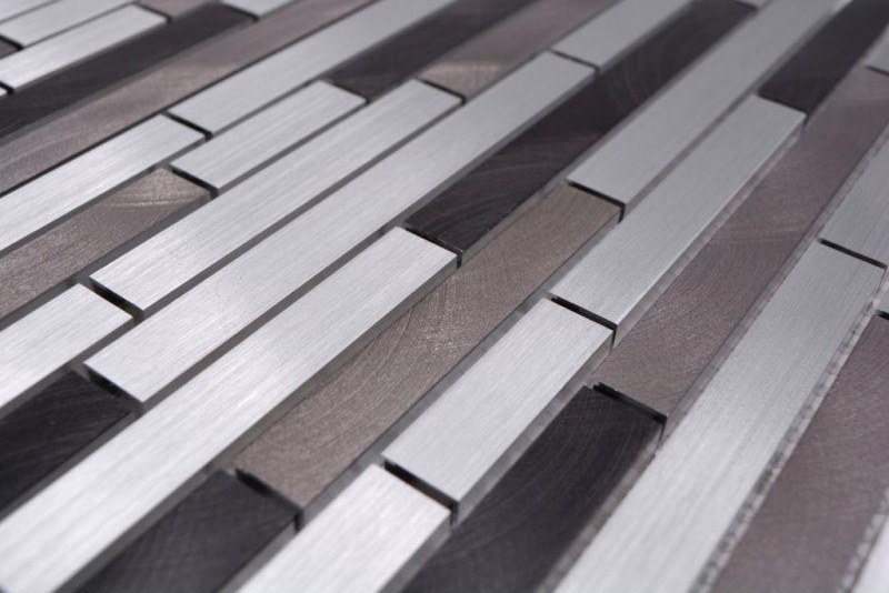 Mosaico de aluminio compuesto gris negro azulejo backsplash pared de la cocina MOS49-0308