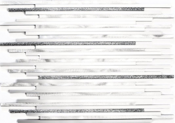 Mosaico panel trasero aluminio compuesto aluminio plata mate cepillado pulido brillo plata MOS49-L401GS_f