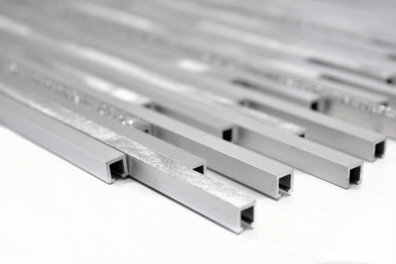 Mosaico panel trasero aluminio compuesto aluminio plata mate cepillado pulido brillo plata MOS49-L401GS_f
