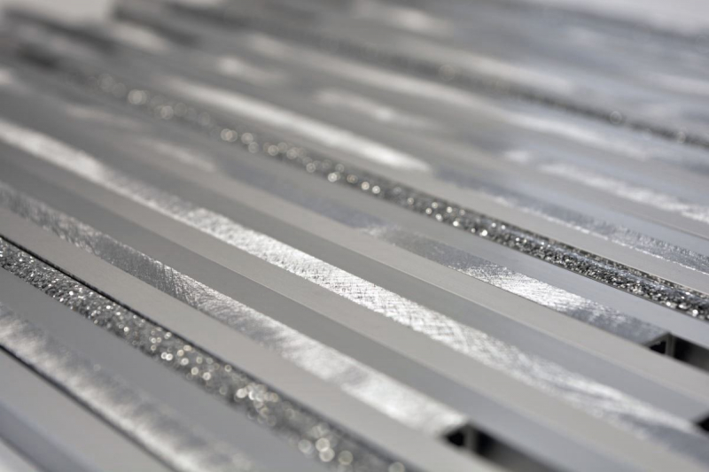 Mosaico panel trasero aluminio compuesto aluminio plata mate cepillado pulido brillo plata MOS49-L401GS_f