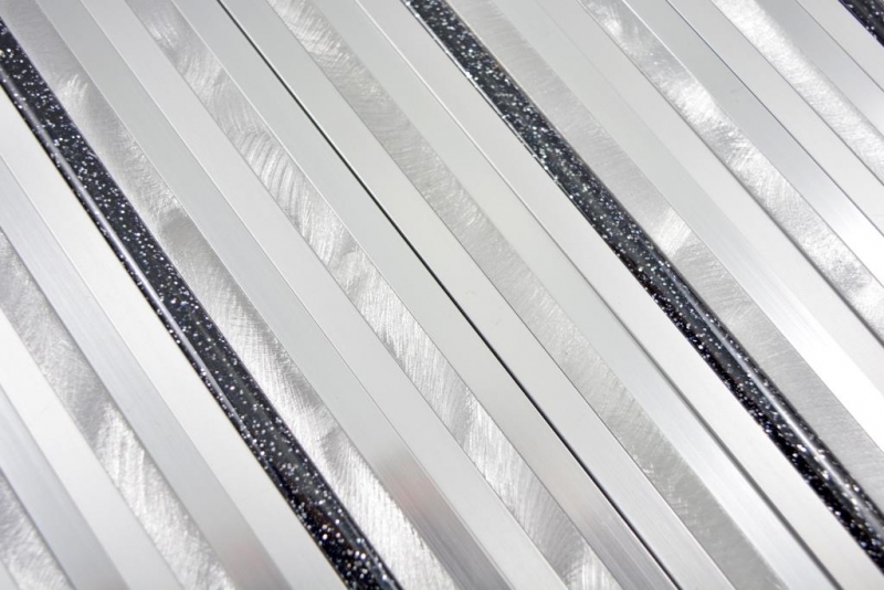Mosaico de azulejos barras de aluminio compuesto plata mate cepillado pulido brillo negro MOS49-L402GB