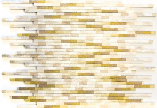 Muestra de mano mosaico azulejo Aluminio compuesto marrón claro Alu Ladrillo cepillado Color claro MOS49-L102L_m