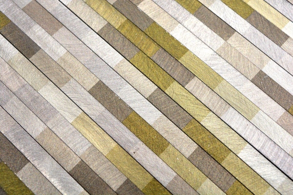 Muestra de mano mosaico azulejo Aluminio compuesto marrón claro Alu Ladrillo cepillado Color claro MOS49-L102L_m