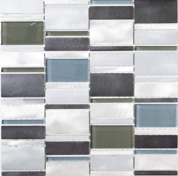 Muestra de mano mosaico azulejo aluminio translúcido combinación aluminio vidrio mosaico Crystal marrón MOS49-0205_m