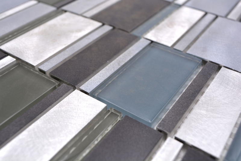 Mosaico de aluminio combinación mosaico de vidrio marrón salpicadero de cocina MOS49-0205