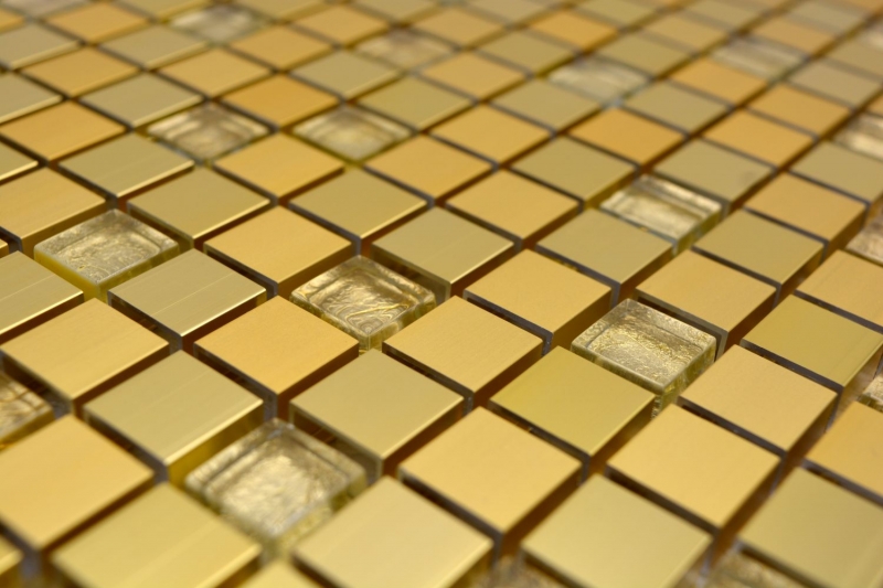 Mosaico azulejo aluminio vidrio mosaico oro azulejo backsplash cocina backsplash MOS49-A307
