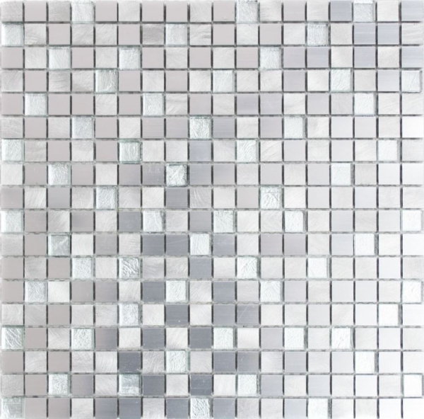 Muestra de mano mosaico azulejo aluminio translúcido aluminio vidrio mosaico Cristal plata MOS49-A309F_m