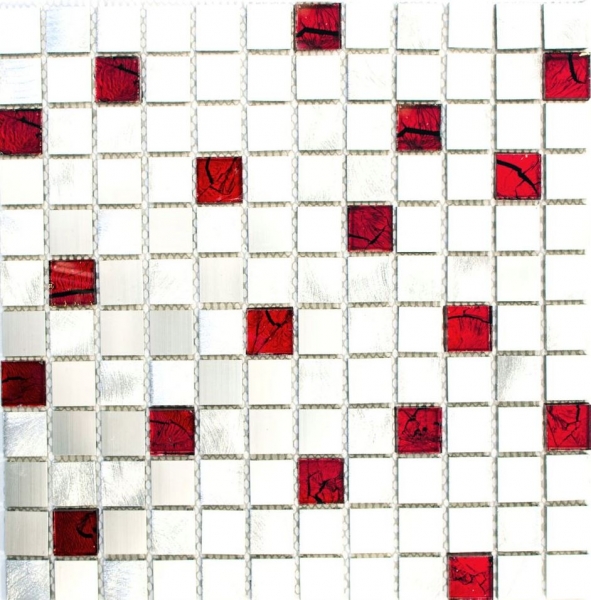 Muestra de mano mosaico azulejo aluminio translúcido aluminio vidrio mosaico Cristal plata rojo MOS49-O301F_m