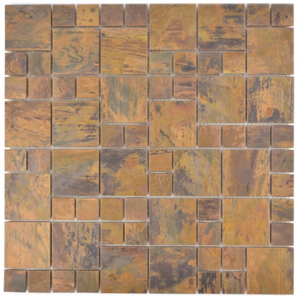 Muestra de mano mosaico azulejo cobre combinación marrón cocina MOS49-1502_m