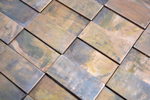 Muestra de mano mosaico azulejo de cobre varillas de cobre 3D marrón azulejo backsplash cocina MOS49-1514_m