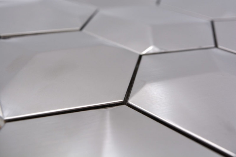Acero inoxidable mosaico azulejo hexágono de plata 3D cepillado mate azulejo backsplash pared de la cocina