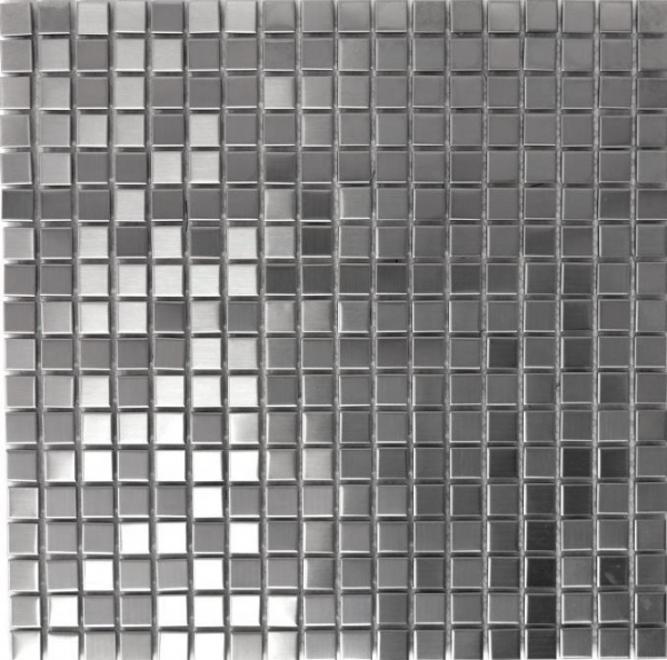 Muestra de mano mosaico azulejo acero inoxidable plata acero cepillado azulejo backsplash cocina MOS129-CE15D_m
