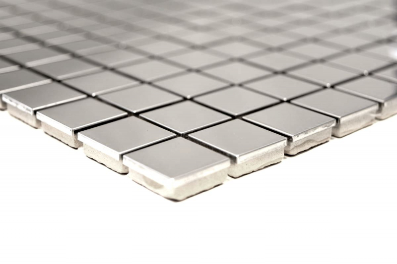 Muestra de mano mosaico azulejo acero inoxidable plata acero cepillado azulejo backsplash cocina MOS129-CE15D_m