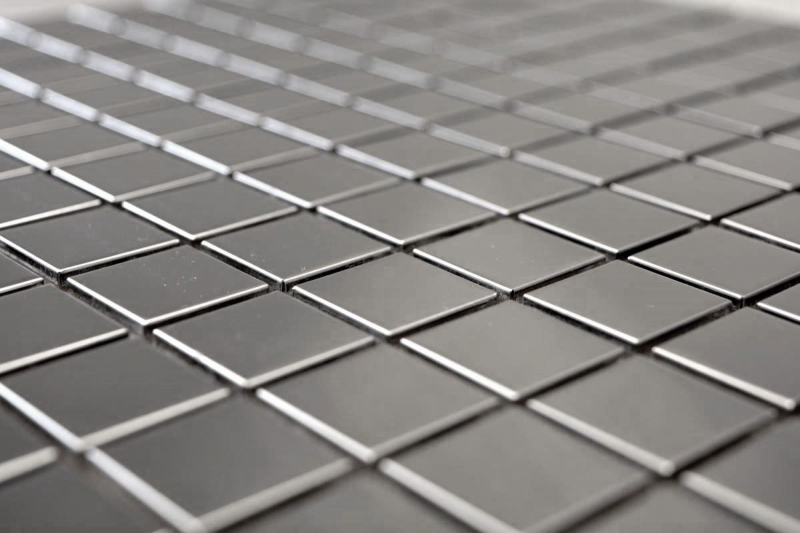 Muestra de mano mosaico azulejo acero inoxidable plata acero cepillado azulejo backsplash cocina MOS129-CE15D_m