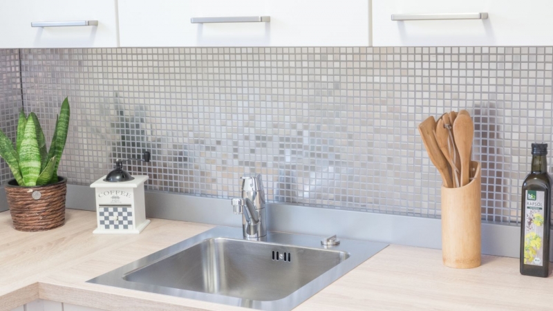 Acero inoxidable azulejo de mosaico de plata cepillado mate azulejo backsplash pared de la cocina MOS129-CE15D