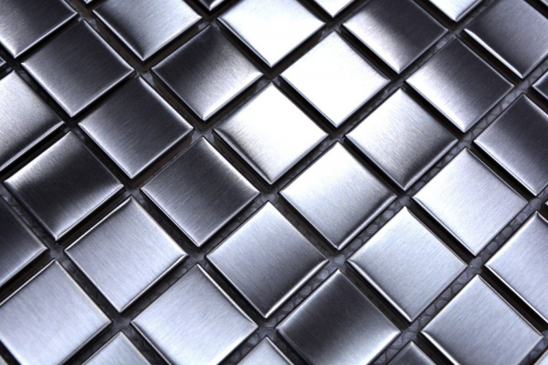 Muestra de mano mosaico azulejo acero inoxidable plata acero cepillado azulejo backsplash cocina MOS129-23D_m