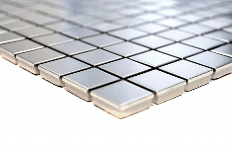 Muestra de mano mosaico azulejo acero inoxidable plata acero cepillado azulejo backsplash cocina MOS129-23D_m