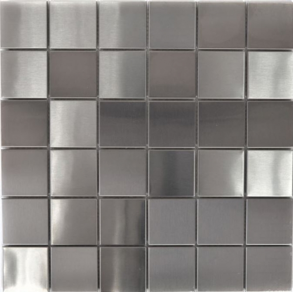 Muestra de mano mosaico azulejo acero inoxidable plata acero cepillado azulejo backsplash cocinaMOS129-48E_m