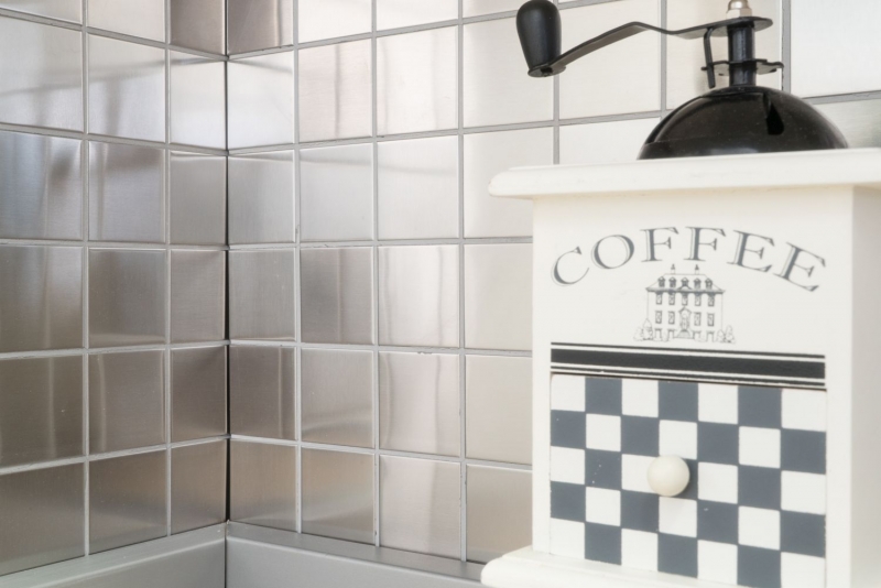Acero inoxidable azulejo de mosaico de plata cepillado mate azulejo backsplash pared de la cocina MOS129-48D