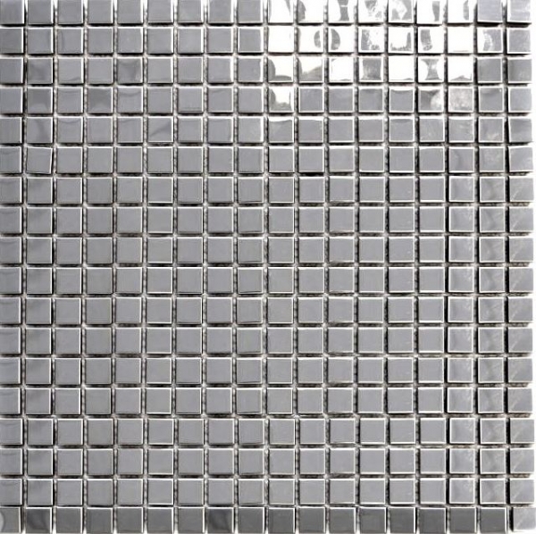 Muestra de mano mosaico azulejo acero inoxidable plata acero brillante azulejo backsplash cocina MOS129-15G_m