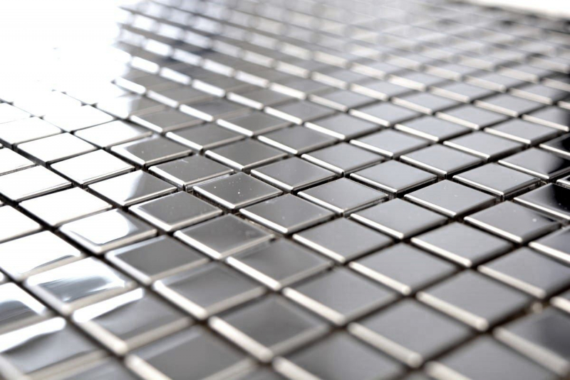 Muestra de mano mosaico azulejo acero inoxidable plata acero brillante azulejo backsplash cocina MOS129-15G_m