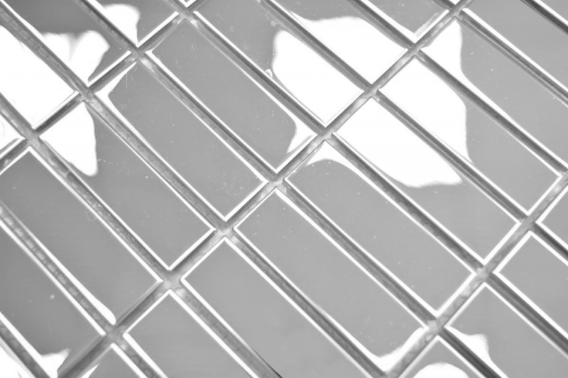 Mosaico acero inoxidable plata rectángulo acero plata brillante cocina splashback MOS129-0215_f