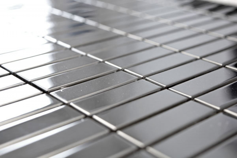 Mosaico acero inoxidable plata rectángulo acero plata brillante cocina splashback MOS129-0215_f
