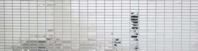 Mosaico acero inoxidable plata rectángulo acero plata brillante cocina splashback MOS129-0215_f